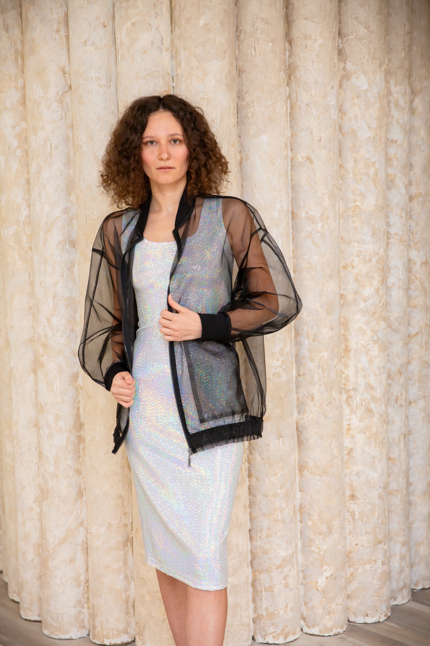 Women Oversized Organza Bomber jacket